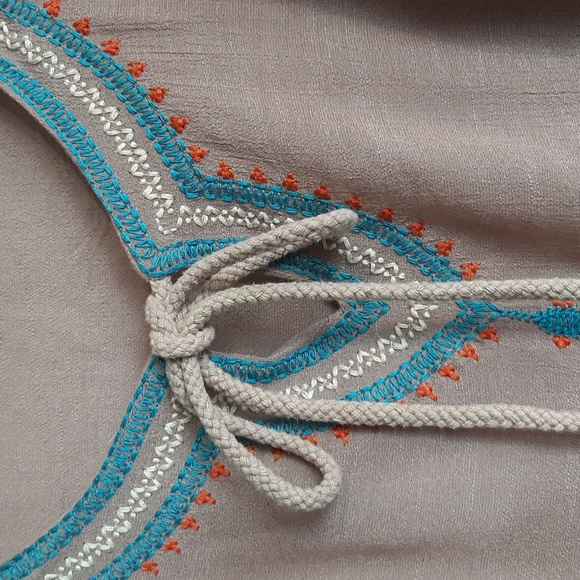 Ciel tunic top L embroidered excellent con boho ruffled elastic sleeve ⁰ - Picture 7 of 12